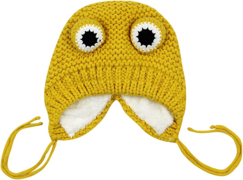 MINGSEECESS Kids Knitted Beanie Hat Cute Frog Cartoon Winter Warmer Cap with Big Eyes for Baby Boys Girls - Image 4